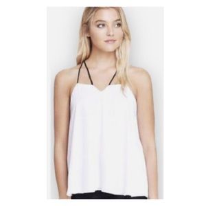 Express Blouse Silk-like white Ivory with Black Straps Cami Top Women Size S